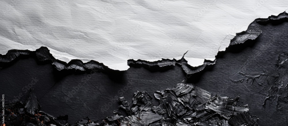Poster close up copy space image of charred white paper