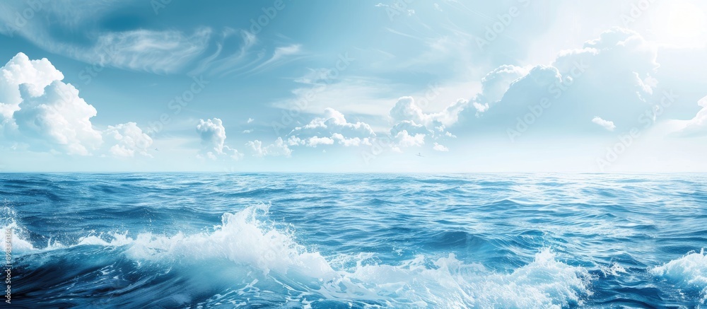 Aufkleber Blue ocean waves blending with a sky backdrop ideal for adding text with available copy space image