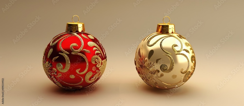 Poster Decorative ornaments for the Christmas tree with an empty area for inserting an image. Creative banner. Copyspace image