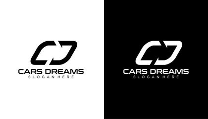 CD C D Letter Logo Design in Black and White Colors. Creative Modern Letters Vector Icon Logo Illustration.