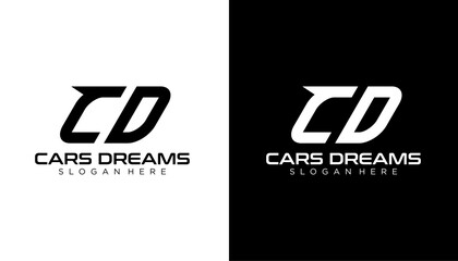 CD C D Letter Logo Design in Black and White Colors. Creative Modern Letters Vector Icon Logo Illustration.