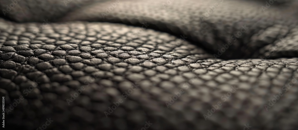 Aufkleber close up image of a textured black leather surface with blurred background selective focus on the le