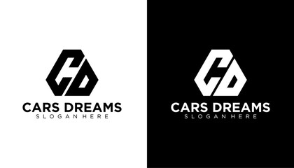 CD C D Letter Logo Design in Black and White Colors. Creative Modern Letters Vector Icon Logo Illustration.