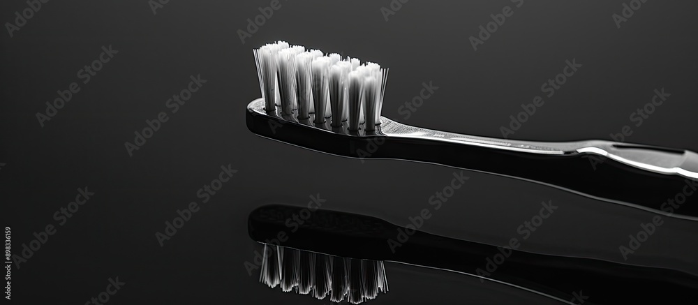 Poster dark background enhances toothbrush allowing for copy space image