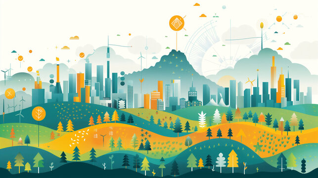 An infographic summarizing the main points from an environmental impact report.





