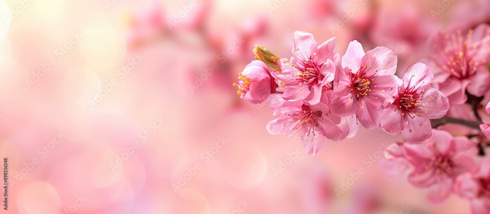 Aufkleber an image of a blooming cherry blossom branch showcasing nature in spring with pink flowers suitable 
