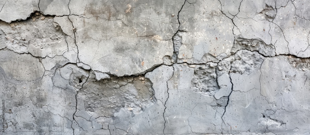Fototapete close up texture of an aged gray cement wall featuring cracks and weathering ideal as a background w
