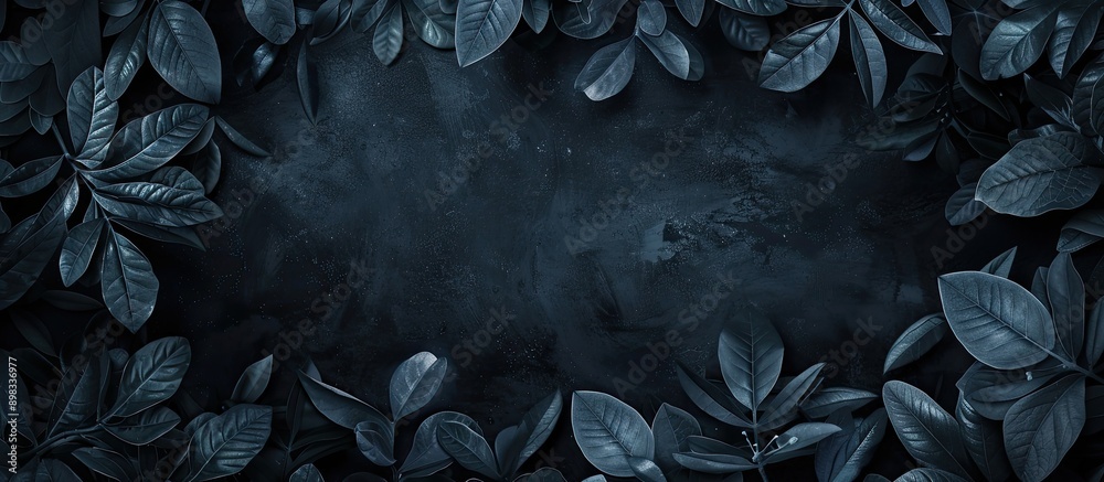 Aufkleber A dark backdrop with glossy foliage surrounding a copy space image