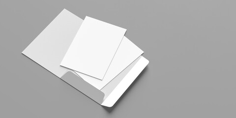 Draft folder mock up. Reinforced folder mock up isolated on white background. 3D illustration