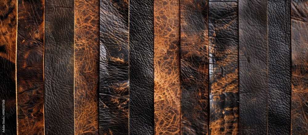 Poster background featuring authentic brown and black leather textures with various striped patterns an abs