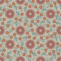 Ethnic Floral ditsy pattern seamless embroidery vintage style. Boho Flower motifs background border design for fabric print template.