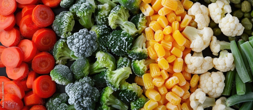 Poster A border of frozen vegetables creates a blank copy space image