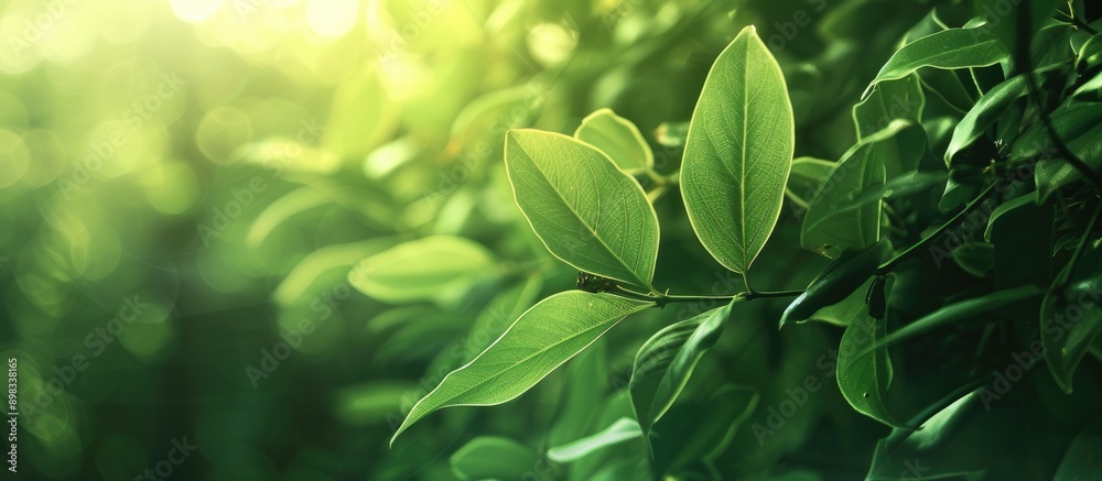 Poster Blurred background complements leafy nature with text and copy space image
