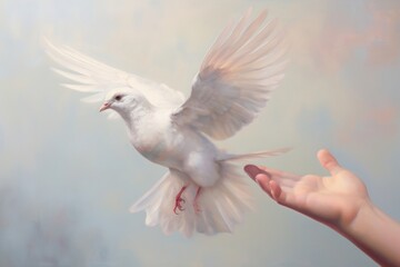 Painting animal pigeon white.