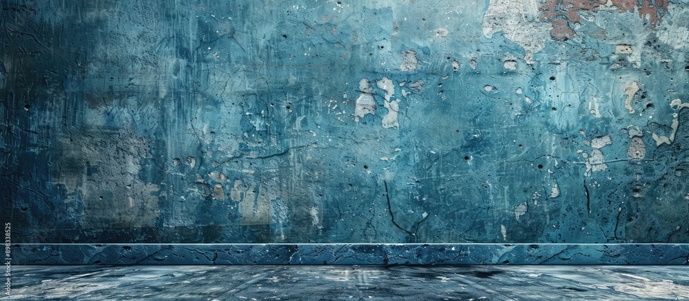 Aufkleber background of an aged blue concrete wall with visible texture including a blank area suitable for a 