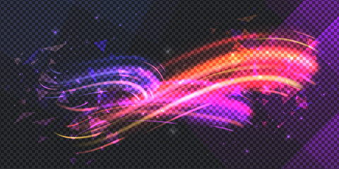 Vector illustration. Transparent background with aurora lights and triangle elements. Design for wallpaper, banner, postcard.