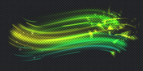 Vector illustration. Transparent background with aurora lights and triangle elements. Design for wallpaper, banner, postcard.