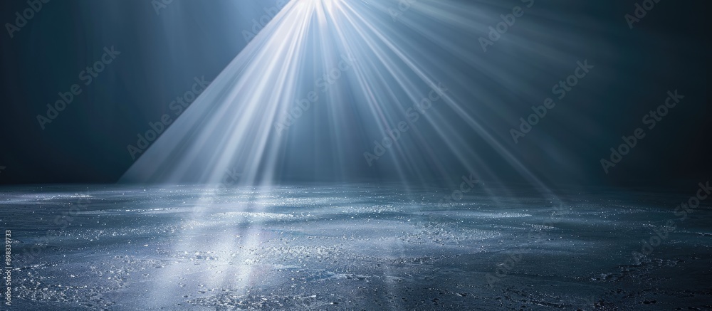 Aufkleber Dark backdrop featuring a focused beam of light contrasted with a lack of visual elements creating a copy space image