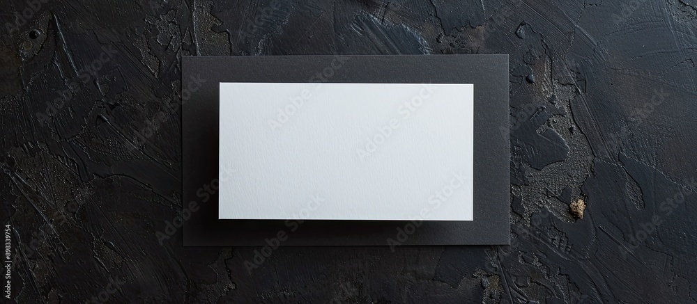 Leinwandbilder top view of a business card elegantly displayed against a black backdrop with empty space ready for 