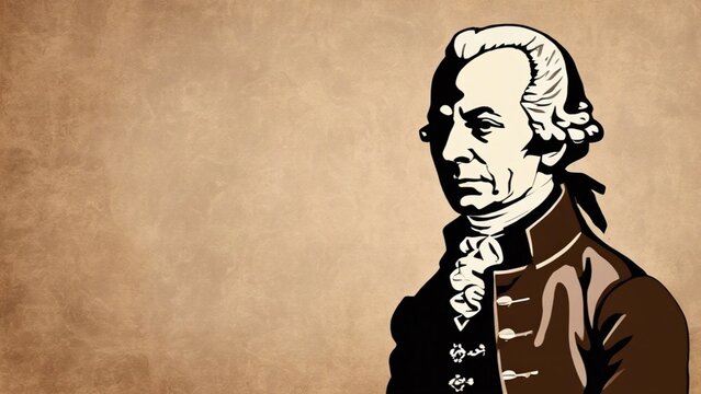 Immanuel Kant brown Illustration with
Empty Space for Text - old paper Background