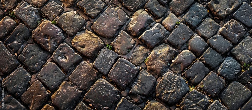 Aufkleber Background texture of cobblestone road with copy space image