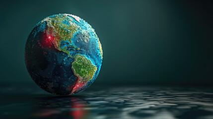 Fototapeta premium Greenhouse effect theme, glass earth planet and plants 