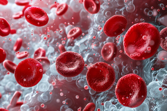 Clean depiction of a leukemic blood smear with an intricate pattern of clustered immature white blood cells,