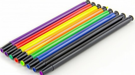 Fototapeta premium A Row of Vibrantly Colored Pens Displayed in Order