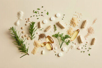 Different supplements pills and herbs