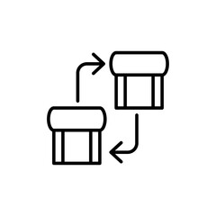 Carpet exchange outline icons, minimalist vector illustration ,simple transparent graphic element .Isolated on white background