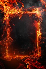 Obraz premium A blank center surrounded by a frame made from fire