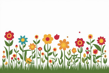 Fototapeta premium Meadow flowers border design
