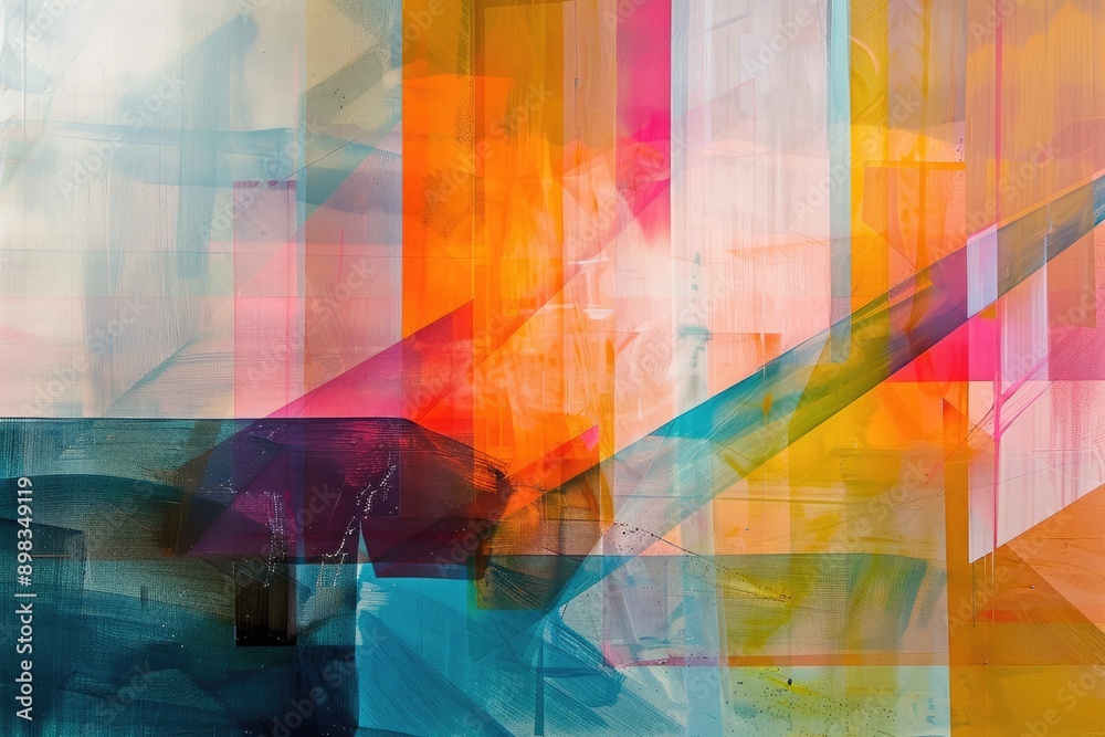 Poster layers of translucent color creating a sense of depth, ai generated