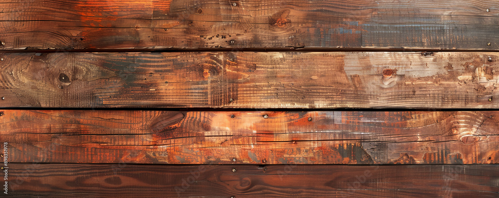 Wall mural rustic copper wooden floors used horizontally, creating a warm and inviting backdrop for website or 