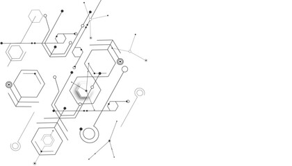 Vector white technology hexagon background. Geometric hexagon. Computer network concept.