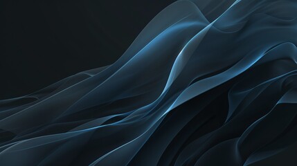 Fototapeta premium Abstract blue wavy shape flowing on dark background