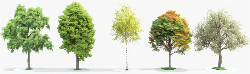 Obraz premium Tree shapes cutout backgrounds 3d rendering png