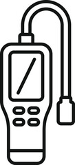 Line art icon of a gas detector device measuring methane level