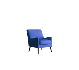 blue armchair isolated on white  Transparent background.  Blue Armchair PNG. Chair PNG. 