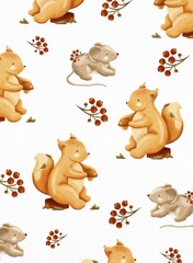 Watercolor pattern animals