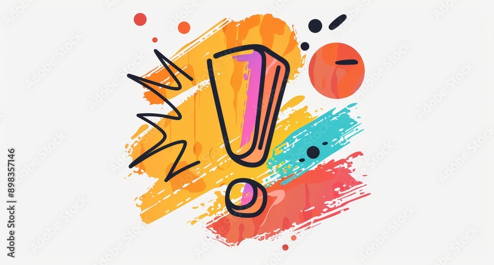 Poster an exclamation mark continuous line drawing with a single point. a bold exclamation mark modern illu