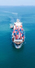 Cargo Container Ship was pulling by Tugboat. container ship import export to customers sea port. export shipping industry freight and transportation logistics concept © Yellow Boat
