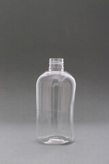 Studio shot of empty plastic detergent or shampoo bottle