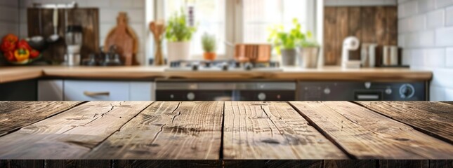 Obraz premium Presentation interior of a kitchen podium background of a wooden table and pedestal stand. An empty podium counter with a wood background behind it.