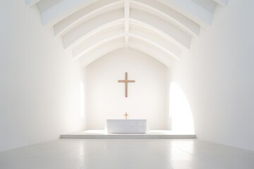 Minimal church interior architecture building symbol.