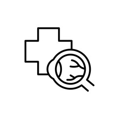 Eye checkup outline icons, minimalist vector illustration ,simple transparent graphic element .Isolated on white background