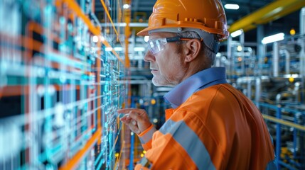 Engineer examining a digital model of a structure, highlighting the integration of digital tools in construction