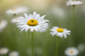 Ox eye daisy flower bokeh background, Ai Generated