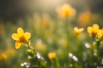 Fototapeta premium Ozark sundrops flower bokeh background, AI Generated