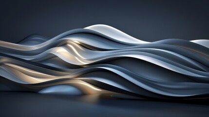 Abstract background forming a metallic silver and gold wave pattern